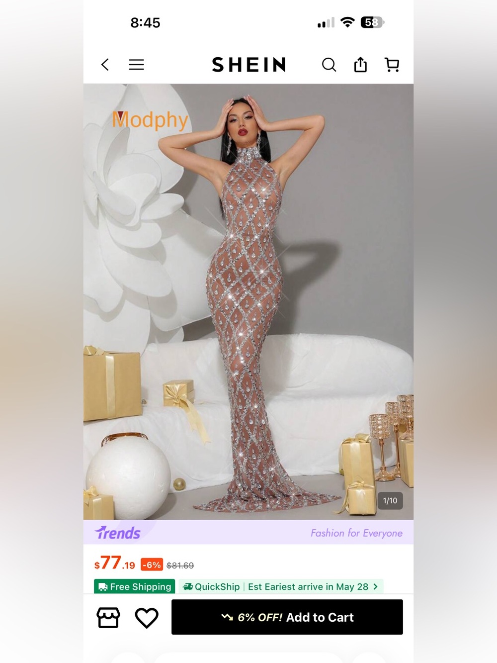 Viral Rhinestone Maxi Dress. Evening/Maternity/Photoshoot - Picture 3 of 4